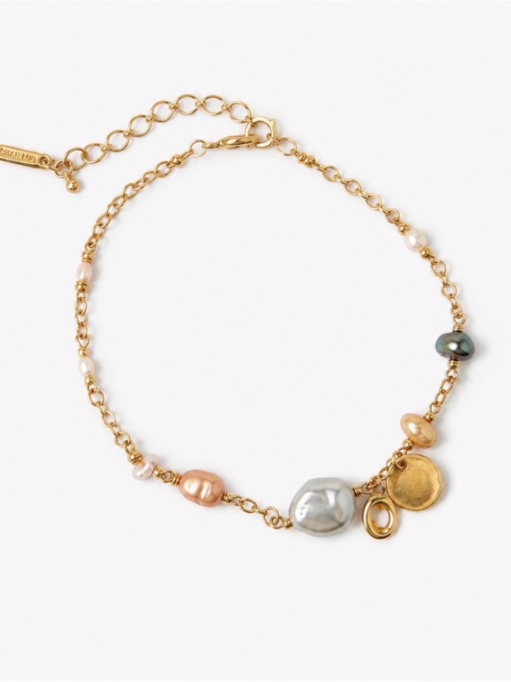 Chan Luu Gold Tone Sterling Silver Freshwater Pearl Bracelet Dainty Minimalist